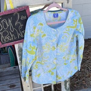 Pine Cone Hill Blue and Green Paisley Button Down Shirt